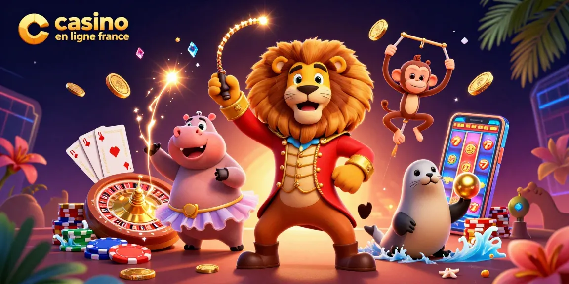Jouez aux jeux captivants sur casino en ligne France avec des personnages animés entourés de pièces d'or et de trésors scintillants.