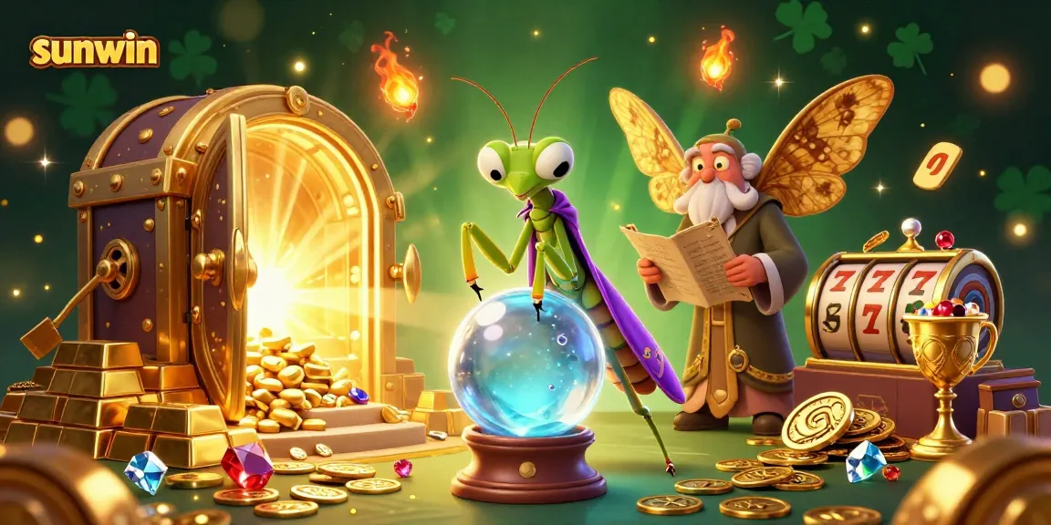 Spin the reels for rewards at Sunwin, featuring a mystical fortune teller and golden treasures.