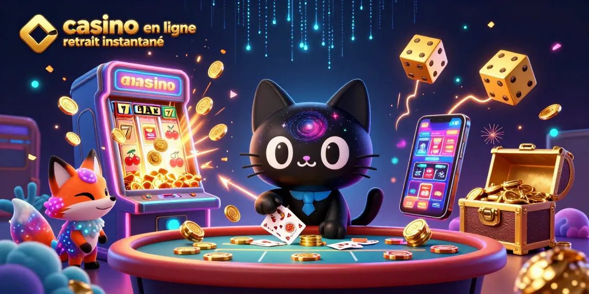 Des jeux captivants dans un casino en ligne retrait instantané avec un chat noir de trou noir et un renard nébuleux.