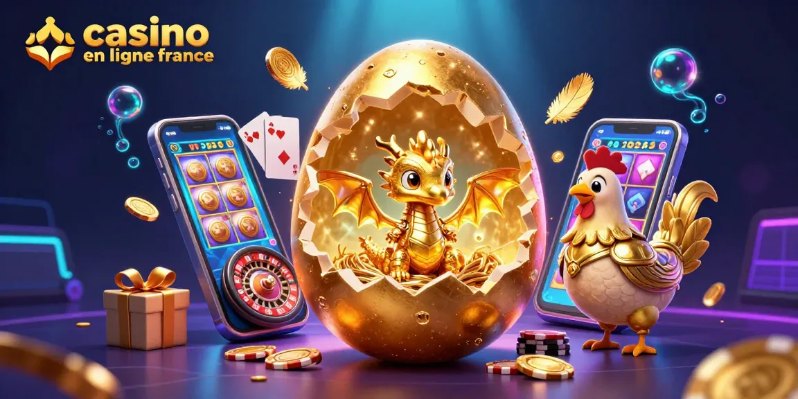 Image illustrant un dragon doré et des jetons, mettant en avant le casino en ligne France