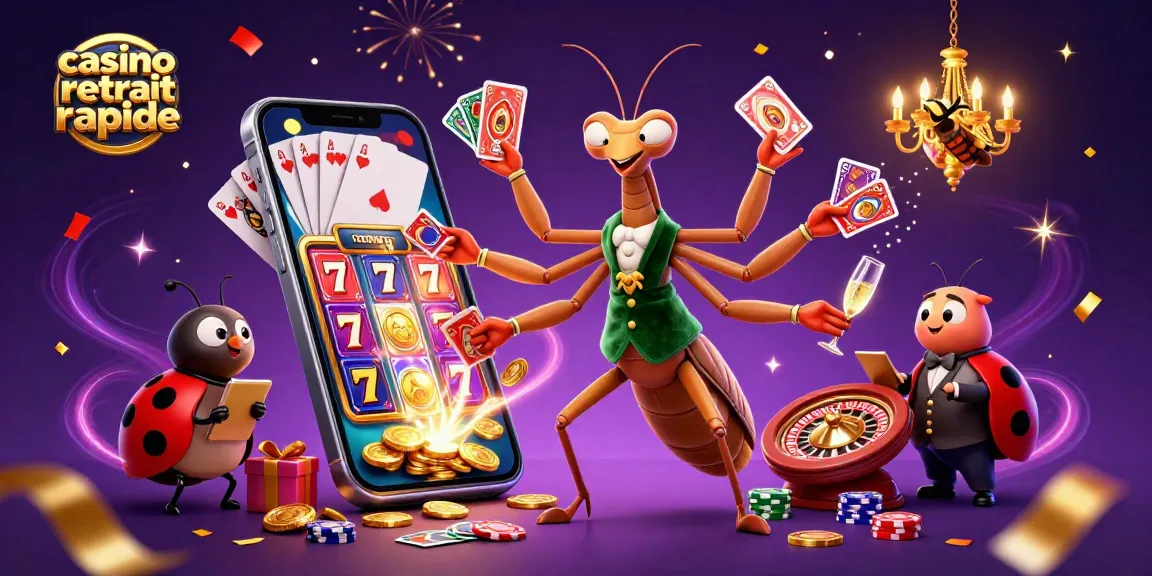 Casino retrait rapide : un caméléon de cartes et un gobelet à insectes dans un univers féerique.