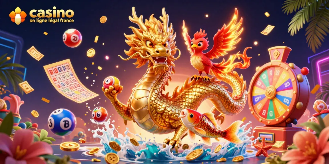 Visitez le casino en ligne légal en France, avec un dragon chinois et un phoenix, au milieu de l'excitation des jeux.
