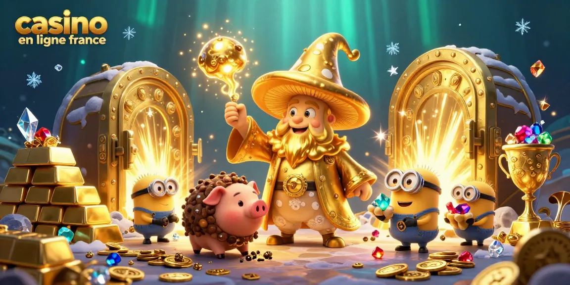 Jouez dans un casino en ligne france avec des pièces d'or et des gemmes étincelantes.