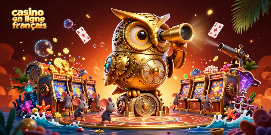 Jouez au casino en ligne français avec un hibou géant sur une bibliothèque pleine de trésors