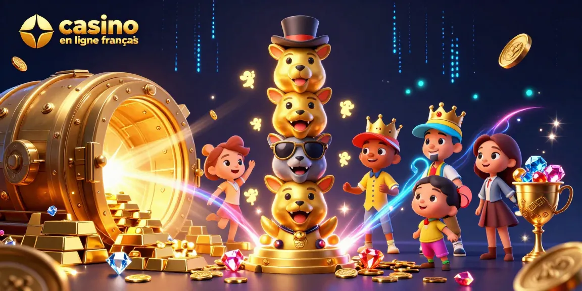 Illustrez le thème du casino en ligne français avec un totem polaire et des trésors scintillants.